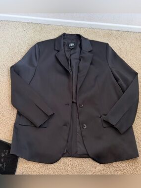 ZARA Men's Black Tailored Single-Breasted Blazer